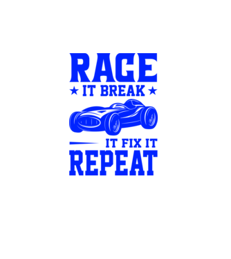 Race it, Break it, Fix it, Repeat - Versenyezz vele, törd meg, javítsd, Ismétlés minta türkiz pólón
