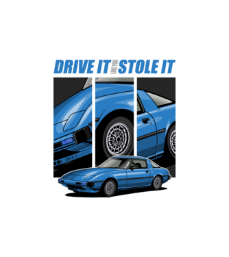 Mazda RX-7 - ˝Drive it like you stole it˝ - (Vezesd úgy, mintha loptad volna) minta homokszín pólón