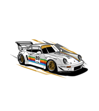 Porsche 964 minta fehér pólón