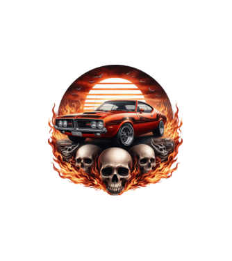 Muscle Car - Izomautó minta fehér pólón
