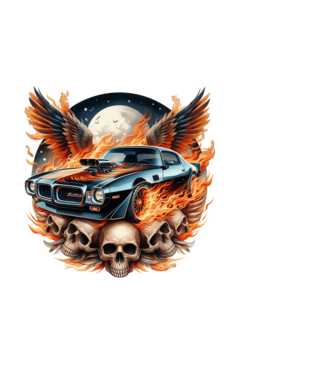 Muscle Car - Izomautó minta fekete pólón