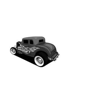 Hot Rod minta fekete pólón