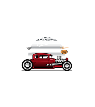 Hot Rod minta fehér pólón