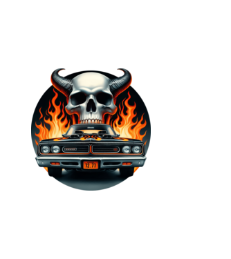 Muscle Car - Izomautó minta sötétkék pólón