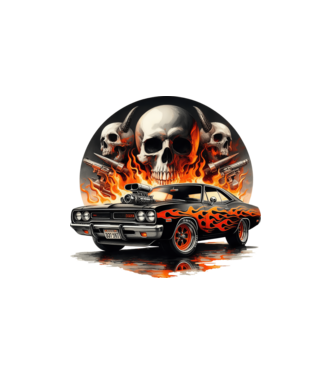 Muscle Car - Izomautó minta fehér pólón