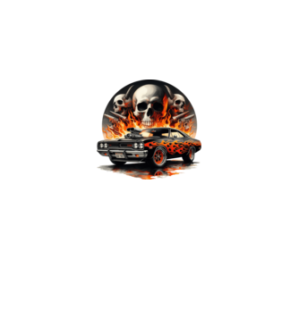 Muscle Car - Izomautó minta fekete pólón