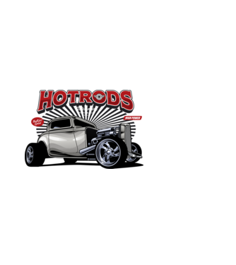 Hot Rod minta fehér pólón