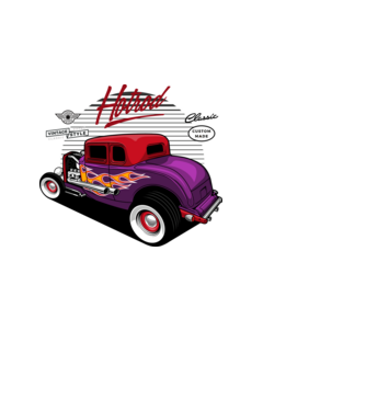 Hot Rod minta fehér pólón