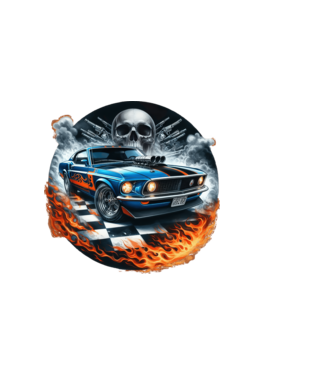 Muscle Car - Izomautó minta sötétkék pólón