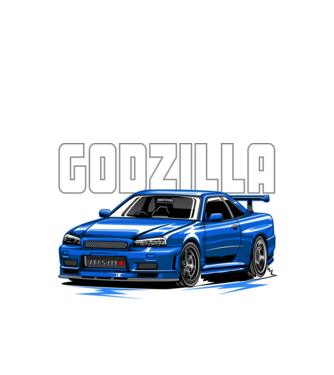 Nissan Skyline Godzilla minta fekete pólón