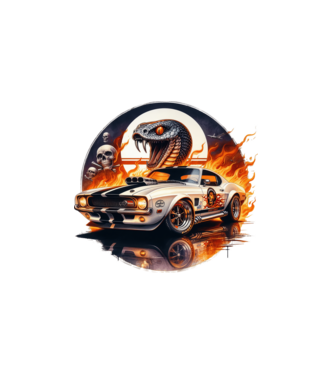 Muscle Car - Izomautó minta fehér pólón