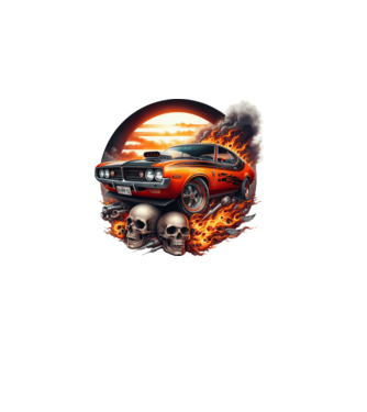 Muscle Car - Izomautó minta fekete pólón