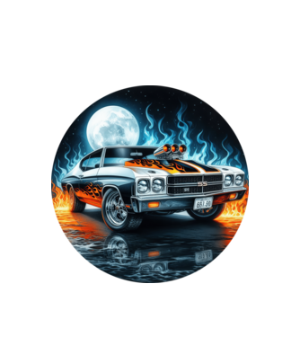 Muscle Car - Izomautó minta fehér pólón