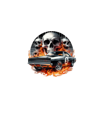 Muscle Car - Izomautó minta fekete pólón