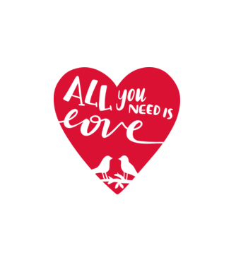 All you need is Love - Csak a Szeretetre van szükséged minta fehér pólón