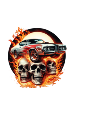 Muscle Car - Izomautó minta fekete pólón