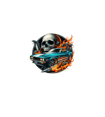 Muscle Car - Izomautó minta fekete pólón