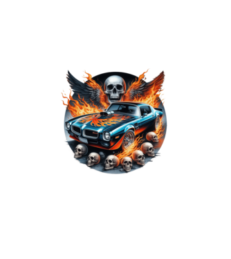 Muscle Car - Izomautó minta fekete pólón