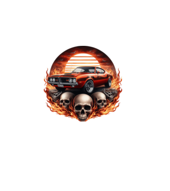 Muscle Car - Izomautó minta fekete pólón