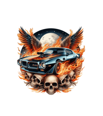 Muscle Car - Izomautó minta fehér pólón