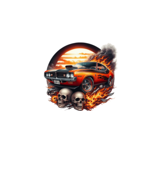 Muscle Car - Izomautó minta fekete pólón