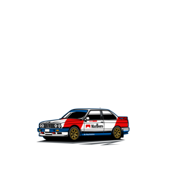 BMW E30 minta fehér pólón