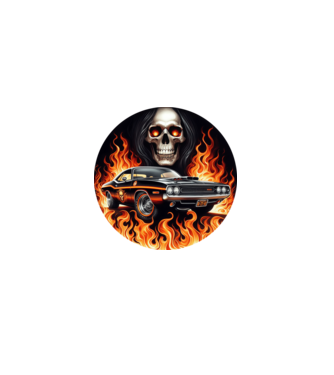 Muscle Car - Izomautó minta fekete pólón