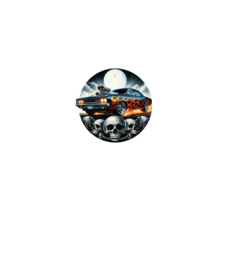 Muscle Car - Izomautó minta fekete pólón