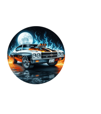 Muscle Car - Izomautó minta fekete pólón