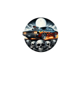 Muscle Car - Izomautó minta fekete pólón