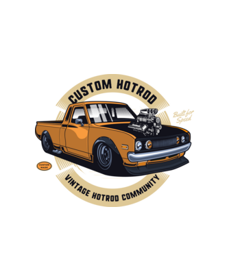 Hot Rod minta fehér pólón