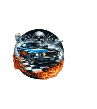Muscle Car - Izomautó minta sötétkék pólón