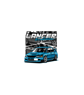 Mitsubishi Lancer Evo minta fekete pólón