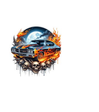 Muscle Car - Izomautó minta fekete pólón