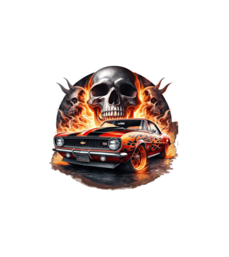 Muscle Car - Izomautó minta fehér pólón