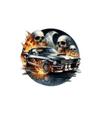 Muscle Car - Izomautó minta fehér pólón