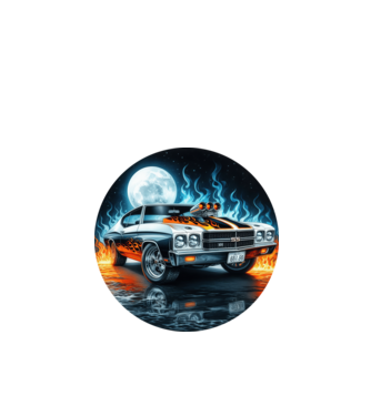 Muscle Car - Izomautó minta fekete pólón