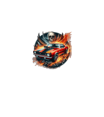 Muscle Car - Izomautó minta fekete pólón