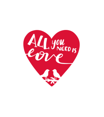 All you need is Love - Csak a Szeretetre van szükséged minta fehér pólón