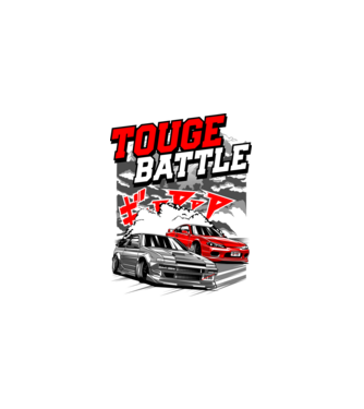 Touge Battle Racing - Kemény harci versenyzés minta fehér pólón
