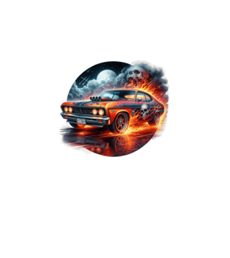 Muscle Car - Izomautó minta fekete pólón