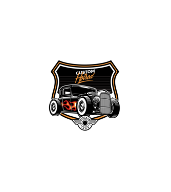 Hot Rod minta fehér pólón