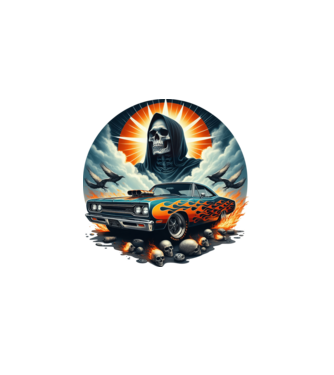 Muscle Car - Izomautó minta fekete pólón