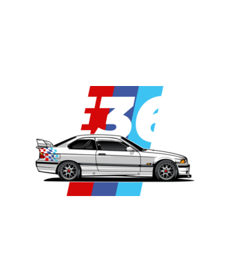 BMW E36 minta fehér pólón