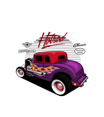 Hot Rod minta fehér pólón