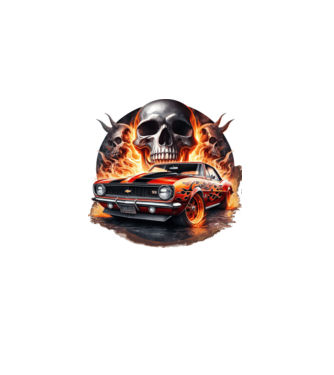 Muscle Car - Izomautó minta fekete pólón