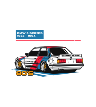 BMW E30 minta fehér pólón