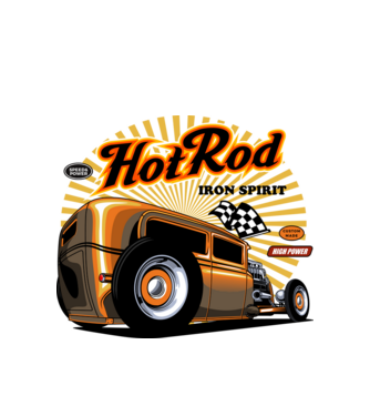 Hot Rod minta fehér pólón