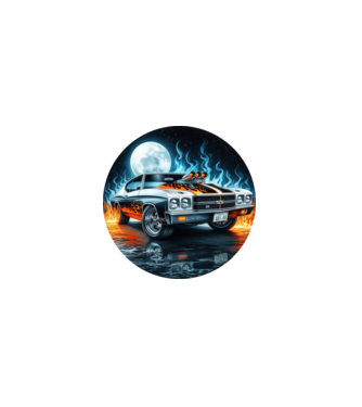 Muscle Car - Izomautó minta fekete pólón