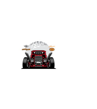 Hot Rod minta fehér pólón